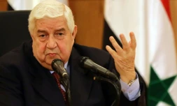 Le ministre syrien des Affaires étrangères Walid al-Mouallem le 6 février 2016 à Damas