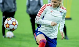 L'attaquante norvégienne Ada Hegerberg à l'entraßnement avec l'Olympique lyonnais, le 4 octobre 2021 à Göteborg