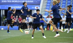 La sélection japonaise à l'entraînement, le 27 juin 2018 à Volgograd