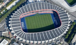 Vue aérienne du Parc des Princes le 14 juillet 2018 à Paris