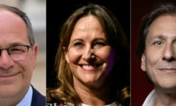 Montage de photos d'archives réalisé le 16 septembre 2026 et montrant, de gauche à droite, les candidats à la primaire sociale-démocrate à la présidentielle de 2027, Olivier Faure, Emmanuel Maurel, Ségolène Royal, Jérôme Guedj et Raphaël Glucksmann
