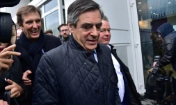 François Fillon à la sortie de son QG de campagne le 1er mars 2017 à Paris