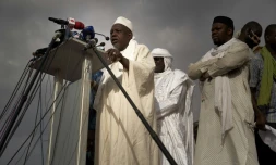 L'imam Mahmoud Dicko lors d'un rassemblement de ses partisans Ă Bamako le 5 juin 2020