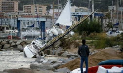 Le port d'Ajaccio après le passage de vents violents, le 31 octobre 2018