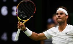 L'Espagnol Rafael Nadal vainqueur du Lituanien Ricardas Berankis au 2e tour de Wimbledon, le 30 juin 2022 à Londres  