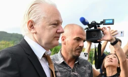 Le fondateur de Wikileaks, Julian Assange, arrive au tribunal fédéral de Saipan le 26 juin 2024