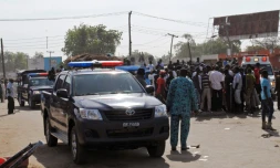 Des services de police et d'urgences à Maiduguri lors d'un attentat, le 11 décembre 2016