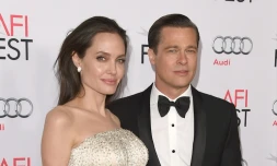 Les acteurs américains Angelina Jolie Pitt (g) et Brad Pitt, le 5 novembre 2015 à Hollywood