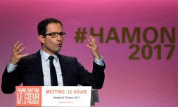Le candidat socialiste à la présidentielle Benoît Hamon le 10 mars 2017 au Havre