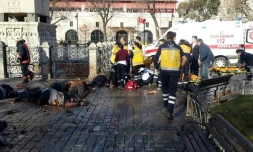Les secours se pressent autour des victimes d'une violente explosion le 12 janvier 2016 à Istanbul