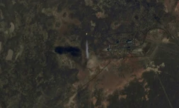 Photo diffusée le 14 octobre 2020 par le cosmonaute russe Ivan Vagner à bord de l'ISS montrant le décollage depuis le cosmodrome de Baïkonour, au Kazakhstan, de la fusée Soyouz MS-17 transportant l'astronaute américaine Kathleen Rubins et les cosmonautes russes Sergueï Ryjikov et Sergueï Koud-Svertchkov