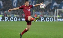 Le défenseur latéral italien Alessandro Florenzi, sous le maillot de l'AS Rome face à la Lazio, le 2 mars 2019