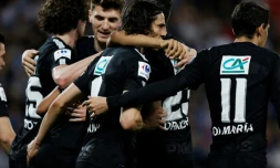 Les joueurs du PSG, Ă Caen, le 18 avril 2018