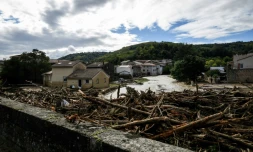 Les dégâts des inondations dans le village de Limony, dans le département de l'Ardèche, le 18 octobre 2024