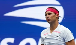 L'Espagnol Rafael Nadal lors de son 8e de finale face à l'Américain Frances Tiafoe à l'US Open, à New York, le 5 septembre 2022