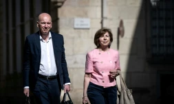 Les avocats des parents de Grégory Villemin, François Saint-Pierre et Marie-Christine Chastant Morand à Dijon le 27 mai 2027