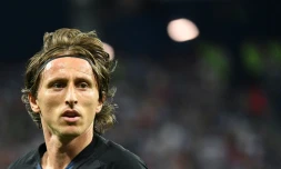 Le Croate Luka Modric lors du match gagné face au Danemark en 8e de finale du Mondial le 2 juillet 2018