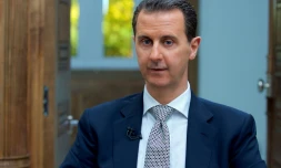 Le président syrien Bachar el-Assad lors d'une interview à Damas accordée à l'AFP le 12 avril 2017