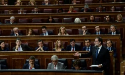 Le Premier ministre espagnol Mariano Rajoy devant les députés, le 25 octobre 2017 à Madrid