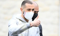 L'attaquant des Bleus Karim Benzema à son arrivée à Clairefontaine, le 26 mai 2021