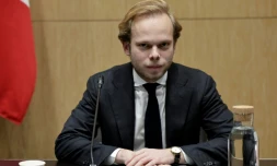 Le rapporteur de la commission d'enquête sur l'audiovisuel public, de l'UDR allié au RN, Charles Alloncle, le 17 décembre 2025 à l'Assemblée nationale à Paris