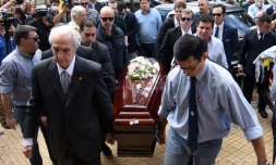 Les obsèques le 15 mai 2022 à Asuncion du procureur antidrogue paraguayen Marcelo Pecci assassiné en Colombie 
