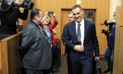 Le dirigeant nationaliste Gilles Simeoni, le 17 décembre 2015 l'Assemblée de Corse, à Ajaccio