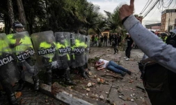 Un manifestant blessé lors d'émeutes après la mort d'un homme victime de bavure policière, le 9 septembre 2020 à Bogota