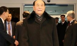 Kim Yong Nam, qui a le rang de chef d'Etat, dirige la délégation nord-coréenne aux Jeux de Pyeongchang. Un fidÚle serviteur du régime de Pyongyang. Le 9 février 2018.
