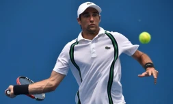 Jérémy Chardy lors du match l'opposant à Ernests Gulbi le 19 février 2016 à Melbourne Melbourne