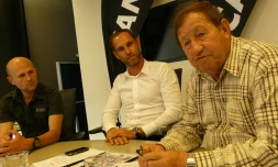 Lundi 31 mai 2010: Conférence de presse de Canal +, Gregory Nowak, Rodolphe Pacaud et Guy Roux (de gauche à droite)