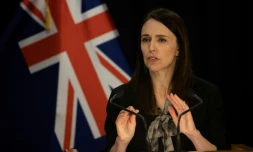 La Première ministre néo-zélandaise Jacinda Ardern lors d'une conférence de presse consacrée au Covid-19, le 12 août 2020