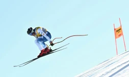 L'Américaine Breezy Johnson lors de la descente des Championnats du monde 2025 de Saalbach (Autriche) le 8 février 2025