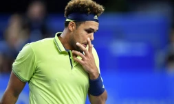 Jo-Wilfried Tsonga face à Nicolas Mahut lors du Tournoi de Montpellier, le 8 février 2018