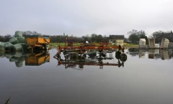 Une exploitation laitière biologique dévastée par les récentes inondations à Bruz, le 5 février 2025 en Ille-et-Vilaine