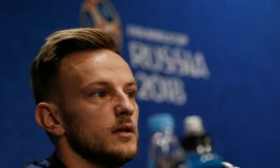 Le milieu de terrain croate Ivan Rakitic en conférence de presse le 13 juillet 2018 à Moscou