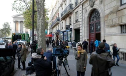 Vue extérieure en date du 3 octobre 2016 à Paris de la résidence où Kim Kardashian s'est fait braquer