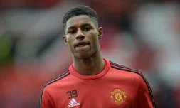 L'attaquant de Manchester United Marcus Rashford à l'échauffement avant le match face à Arsenal, le 28 février 2016 à Old Trafford