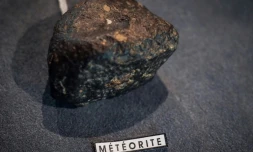 Météorite exposée avant une vente, à Tours, 5 février 2019