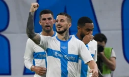 L'attaquant de Marseille Dario Benedetto (c) buteur lors de la victoire à domicile sur Saint-Etienne en clÎture de la 4e journée de L1 le 1er septembre 2019