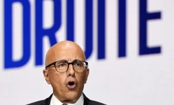 Le président du parti Les Republicains (LR) Eric Ciotti prononce un discours le 17 juin 2023 à Paris