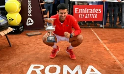 Novak Djokovic vainqueur du Masters 1000 de Rome aux dépens de Stefanos Tsitsipas, le 15 mai 2022 au Foro Italico