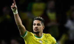 Le Nantais Ludovic Blas auteur du but de la qualification contre Lyon en demi-finale de Coupe de France, le 5 avril au stade de la Beaujoire Ă Nantes
