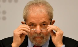 L'ancien président brésilien Luiz Inacio Lula da Silva (2003-2010) lors d'un discours à Brasilia, le 24 avril 2017