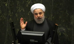 Le président iranien Hassan Rohani devant le Parlement à Téhéran, le 17 janvier 2017