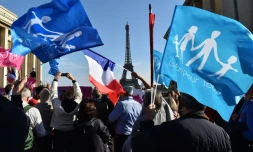 Manifestation de militants de la "Manif pour tous", le 16 octobre 2016 Ă Paris
