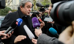 Michel Platini à son arrivée le 8 décembre 2015 au Tribunal arbitral du sport (TAS) à GenÚve
