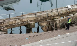 Promenade de front de mer effondrée à Vigo (nord-ouest de l'Espagne), le 13 août 2018