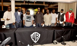 Les membres du groupe de rap new-yorkais Wu-Tang Clan, le 2 octobre 2014 Ă Burbank, en Californie