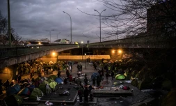Evacuation d'un campement de migrants porte de la Chapelle, le 29 janvier 2019 à Paris